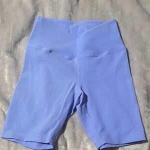 Women's Blue Ribbed Shorts